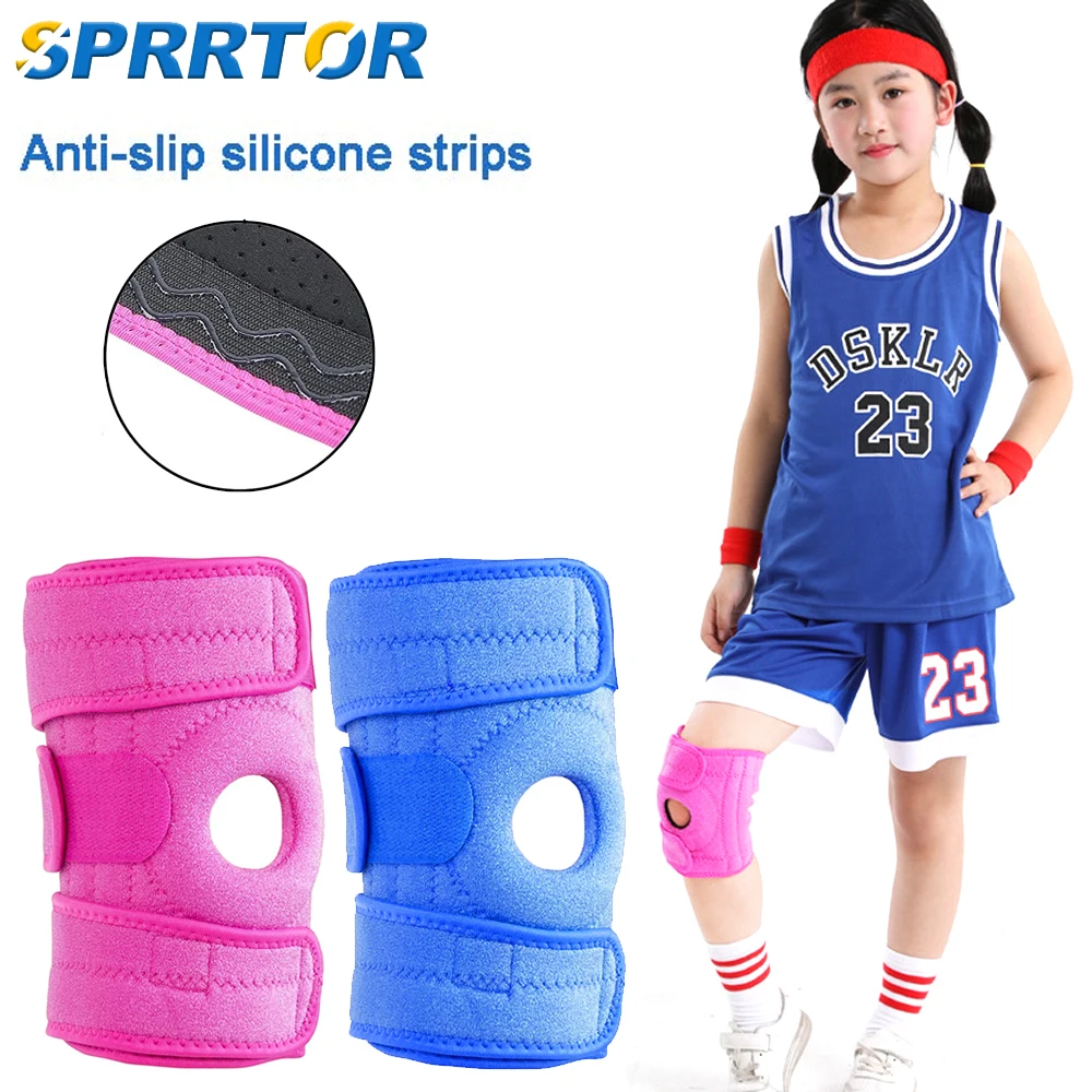 1Pcs Children Anti-collision Knee Pads,Open Patella Stabilizer with Adjustable Straps Knee Support Brace for Basketball,Sports