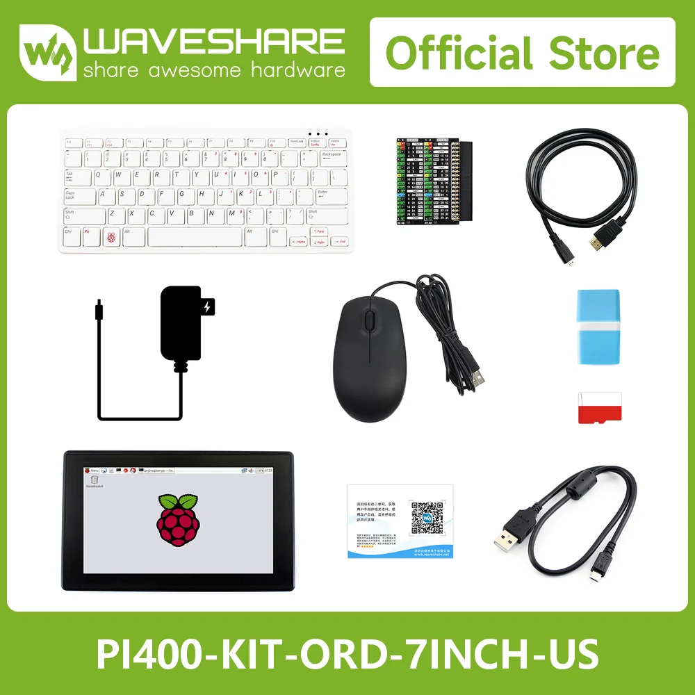 

Raspberry Pi 400 with Third-Party Accessories, with Waveshare Accessory 7inch HDMI Touch Display