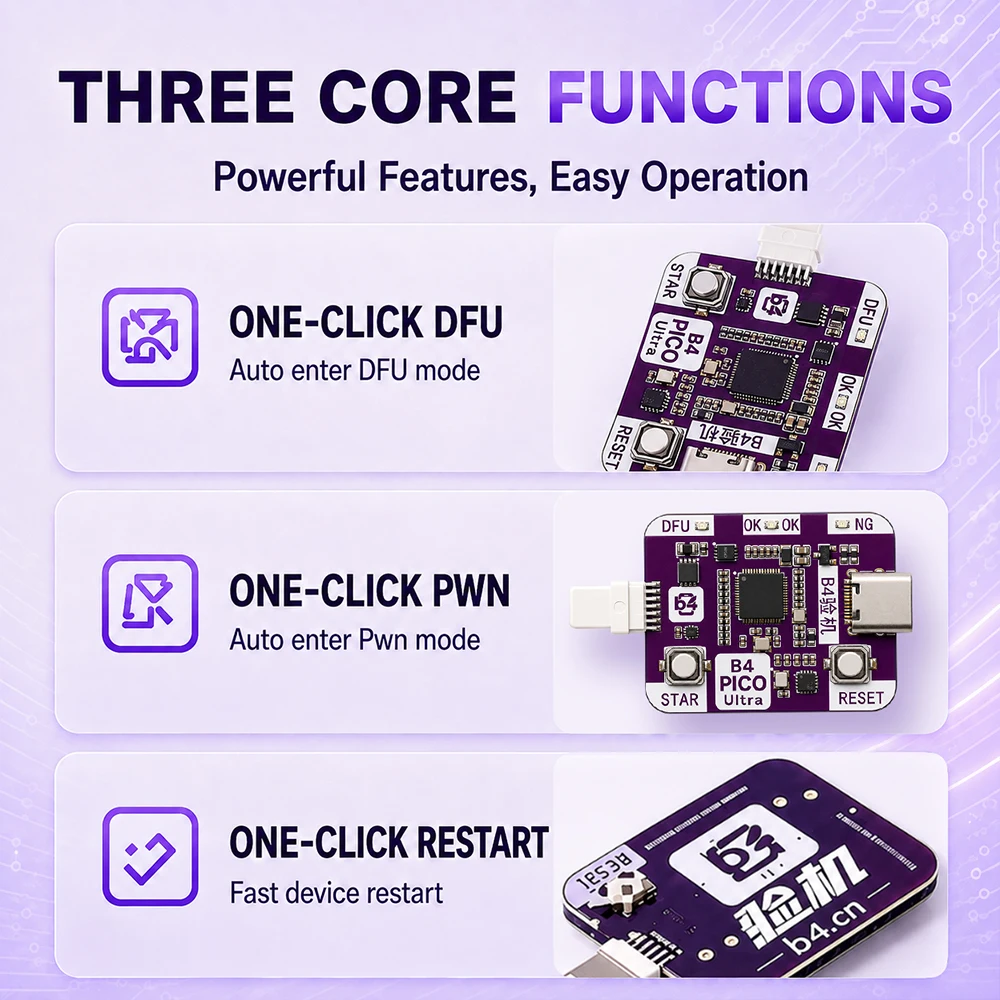 RP2350A PIC0 Engineering Box unterstützt One-Click-DFU-Daten, One-Click-Neustart, Eintritt in den Wiederherstellungsmodus für Mobiltelefon-Reparaturwerkzeuge. – Detail 4