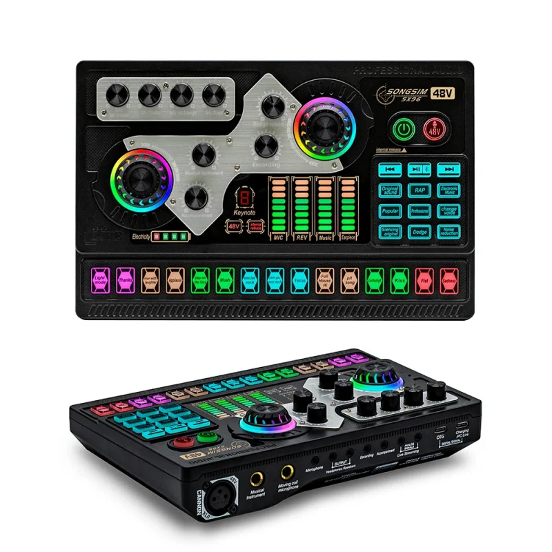 OTG USB-C Sound Card XLR Input 48V Phantom Power Audio Mixer for Podcasting Live Streaming PC Phone New