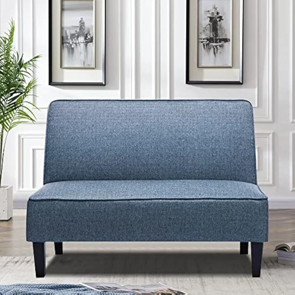 

Upholstered Armless Loveseat Settee for Living Room Bedroom Dining Room Small Sofa Couch Banquette Pattern Fabric