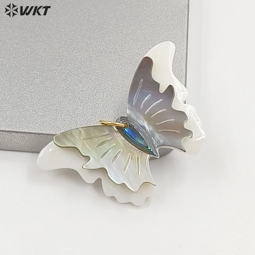 WT-JP466 Beautiful Vaious Designs Natural Shell Butterfly Shape Girl Gold Pendants For Lovely Handmade Necklace Findings