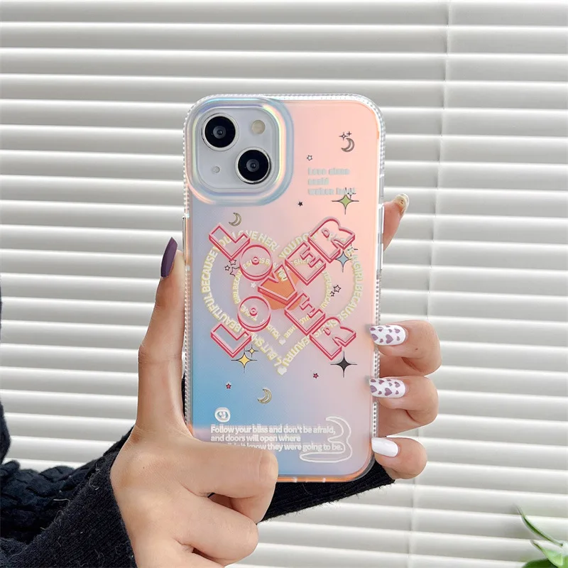 For iPhone 14Promax 2023 New Ins Net Red Korean Style Laser Gradient Acrylic Phone Case 14Pro 13Promax 12 11