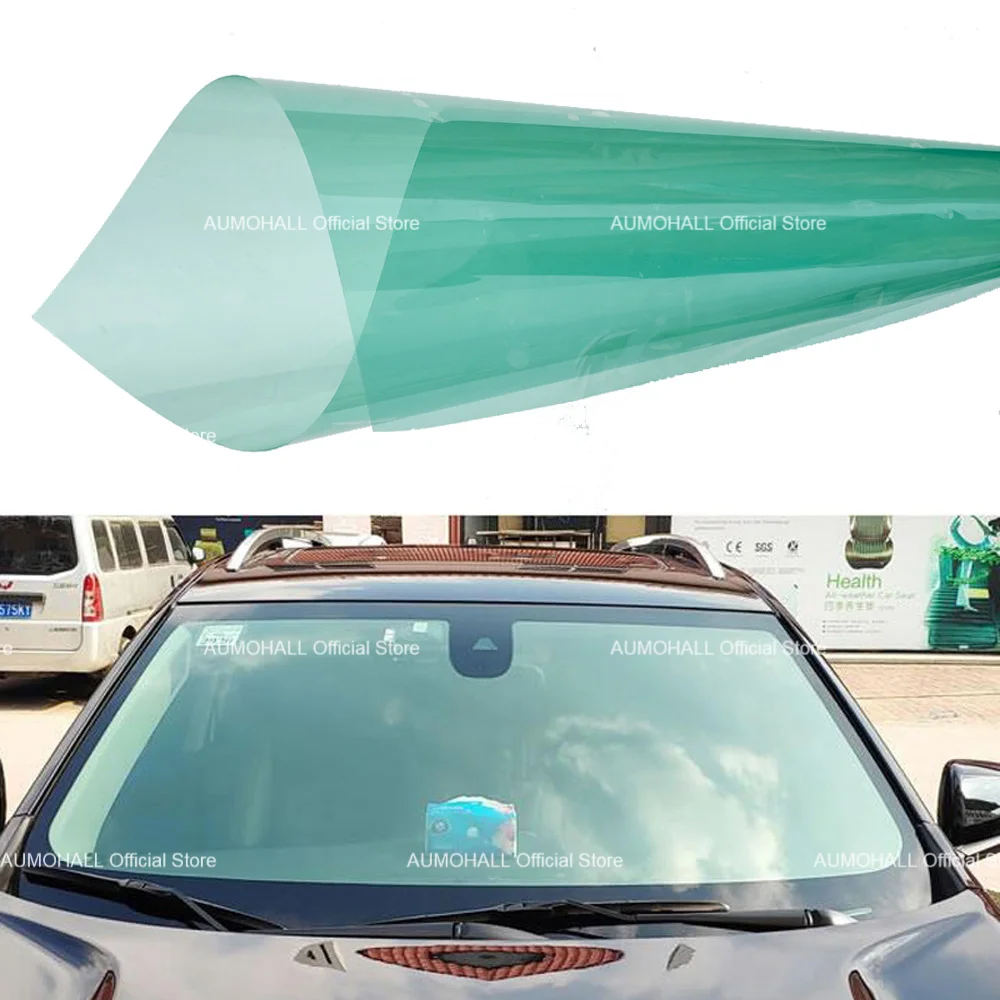 1Mx3M 68% VLT Green Car Windshield Tints, Solar Glass Tinting Film Windscreen Window Tint Foils, UV 77% IR 20%