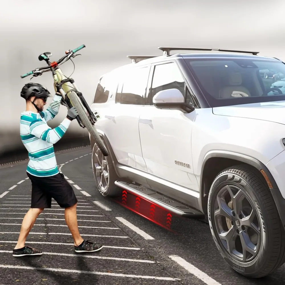 2 Stück Trittbretter für R1S Türseitenschritte, kompatibel mit Rivian R1S 2025 Nerf Bars Pedal für Rivian Außenzubehör (mit