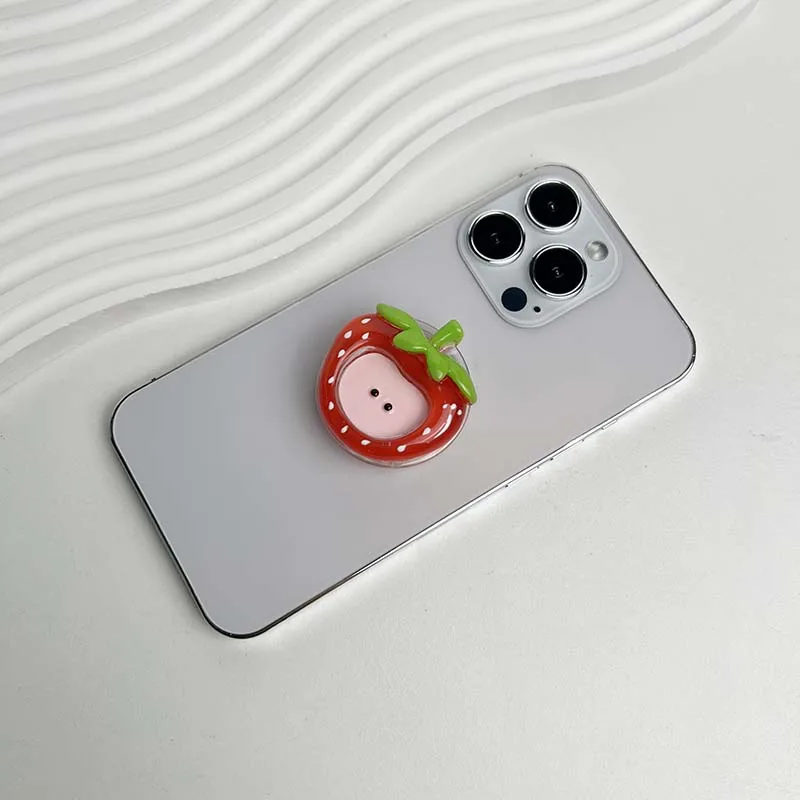 Cute Fruit Series Handyhalter aus Harzmaterial, roter Apple-Sockelgriff für iPhone, Samsung, faltbarer Telefonständer, Lazy Bracket – Detail 4