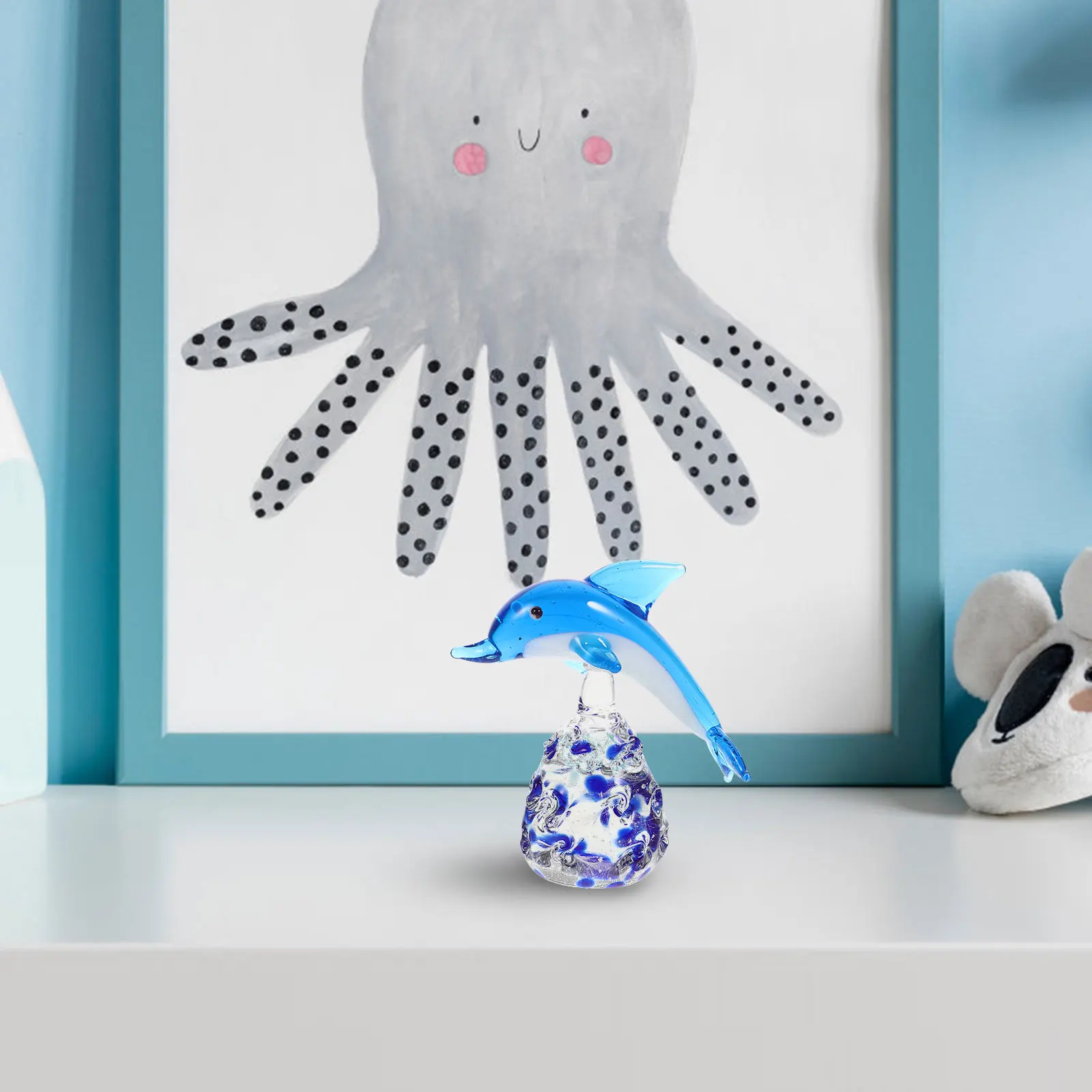 

Cute Glass Dolphin Decor Small Marine Animal Statue for Desktop Shelf Bedroom Living Room Interior Design Dolphin Figurine