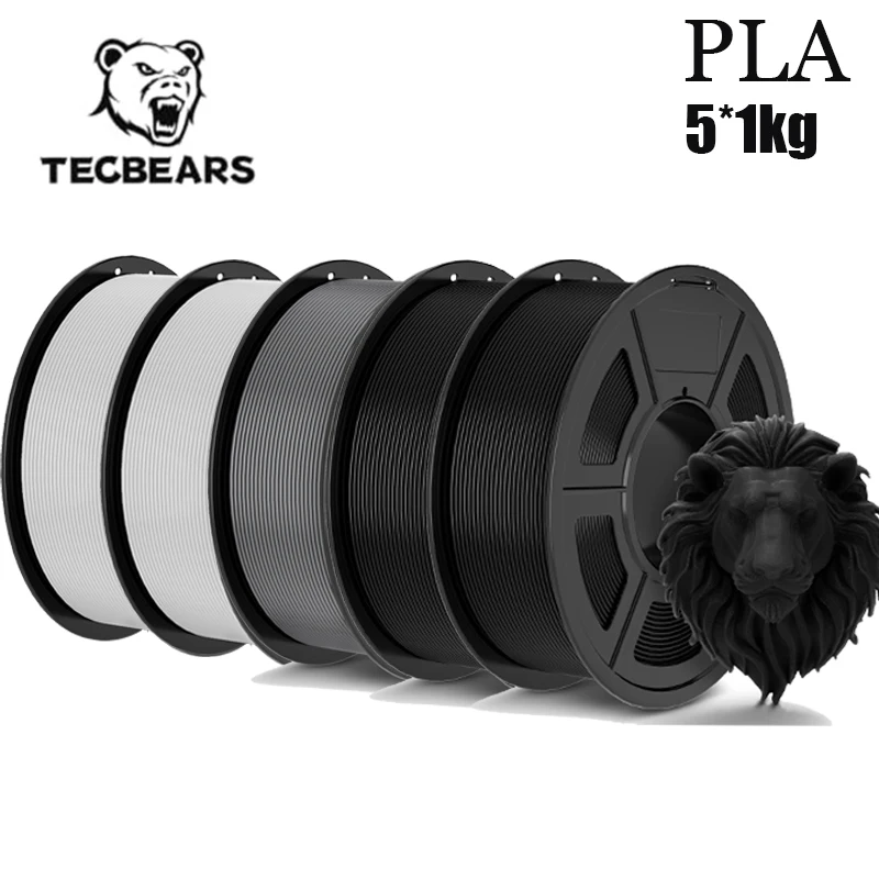 TECBEARS 3D Filament 5KG PETG/HSMPETG/PLA/PLA PLUS/HSMPLA/ABS 1.75mm Netjes Gewonden Kleurrijke 3D Filamenten voor de Meeste FDM 3D Printers