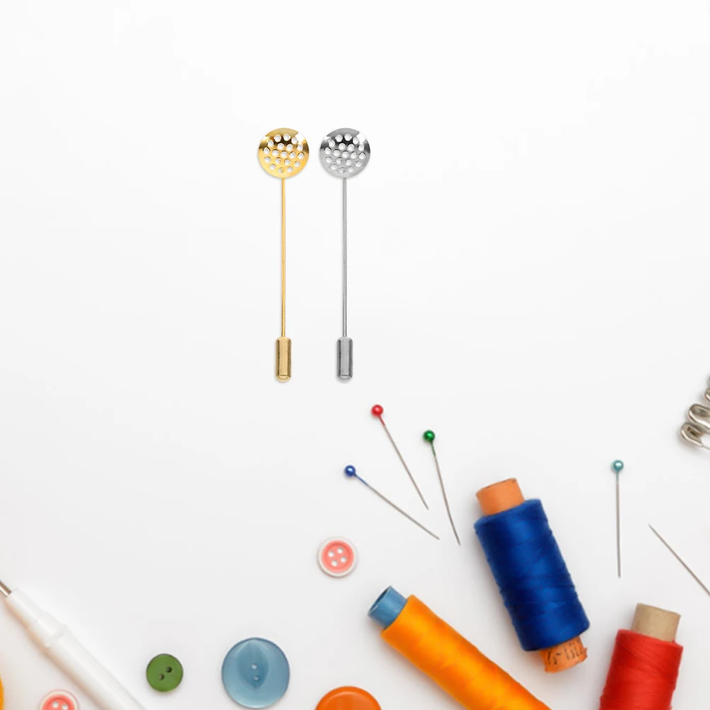 20pcs Round Tray Brooch Pins Blank Lapel Pin Stick Flower Corsage Fastener Wedding Bride Accessories Business Buttonhole