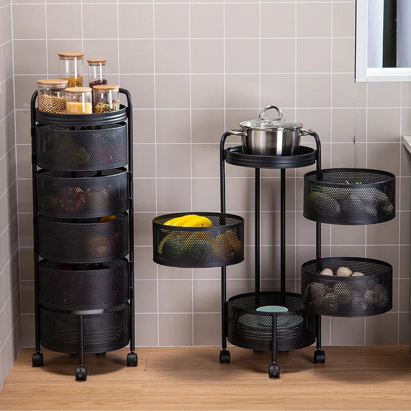 Multifunctional household storage rack, kitchen corner vegetable basket, rotating floor-standing multi-layer vegetable rack