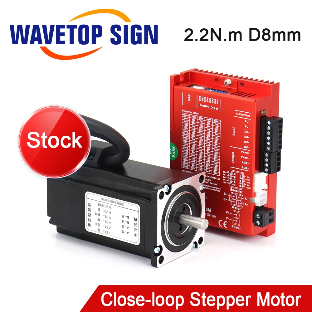 WaveTopSign Stock YAKO Nema23 2Phase 2.2N.m Close-Loop Stepper Motor Driver Kits SSD2505M+YK257EC80E1 with 3M Cable