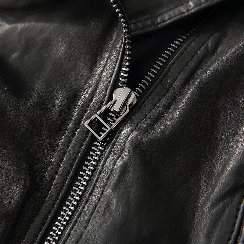 Kurtka damska Tajiyane ze skóry owczej, skórzana kurtka motocyklowa, krótkie płaszcze, koreańskie czarne dopasowane kurtki, Chaquetas Zm601