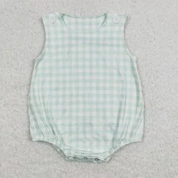 Wholesale Newborn Easter Romper Children Kids Toddler Bubble Green Plaid Baby Boy One-piece Clothes