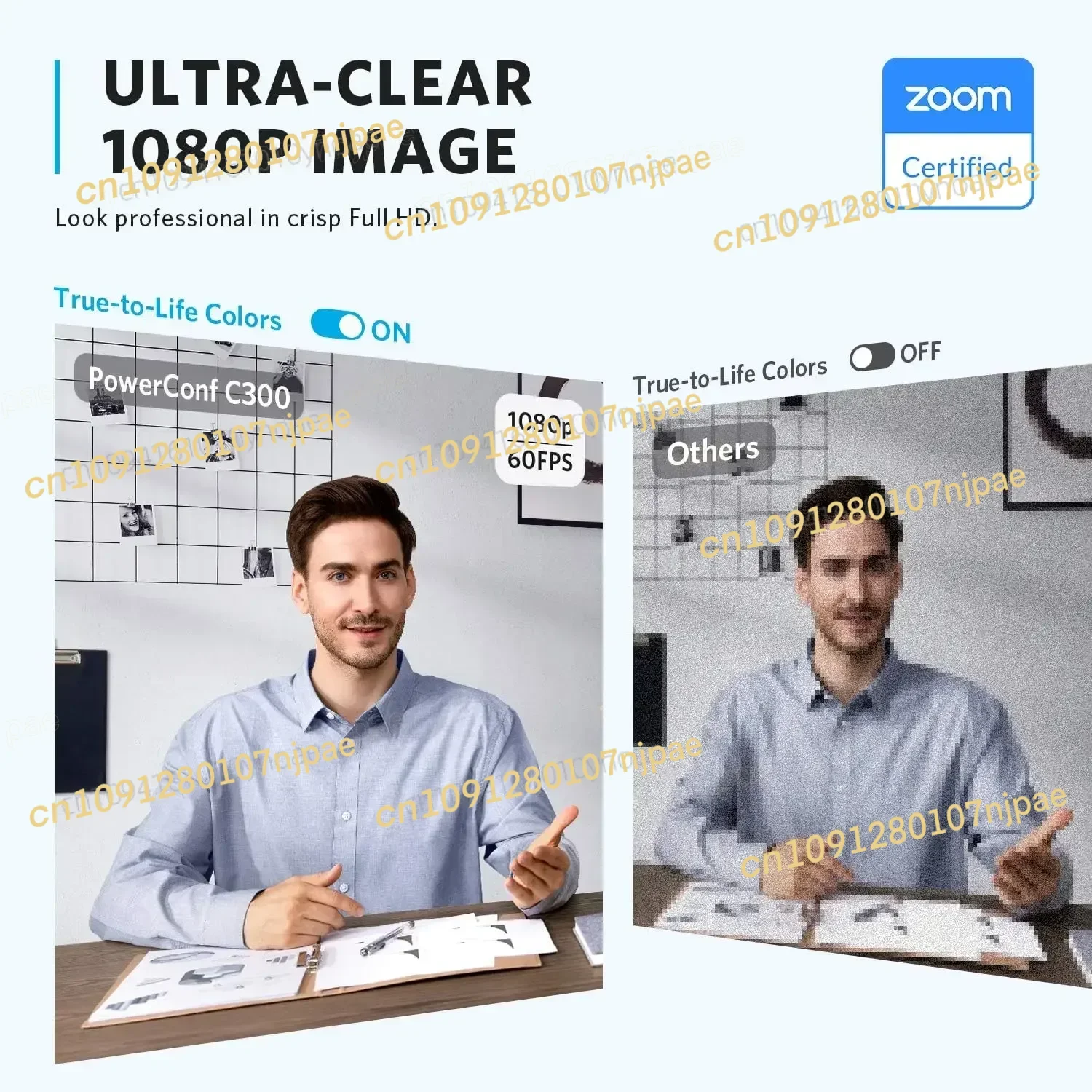 In StockAnker PowerConf C300 Smart Full HD AI-Powered Framing Autofocus 1080p Webcam Noise Cancelling Microphones Adjustable FoV