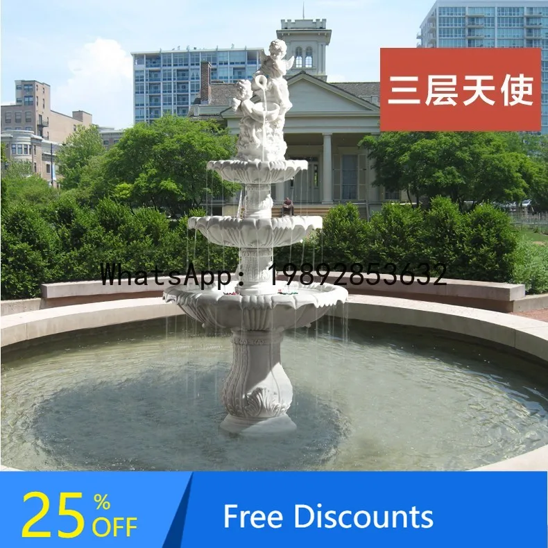 

BF European Style Fountain Angel Sculpture Flowing Water Fountain Indoor and Outdoor Decoration Humidifying Water Feature