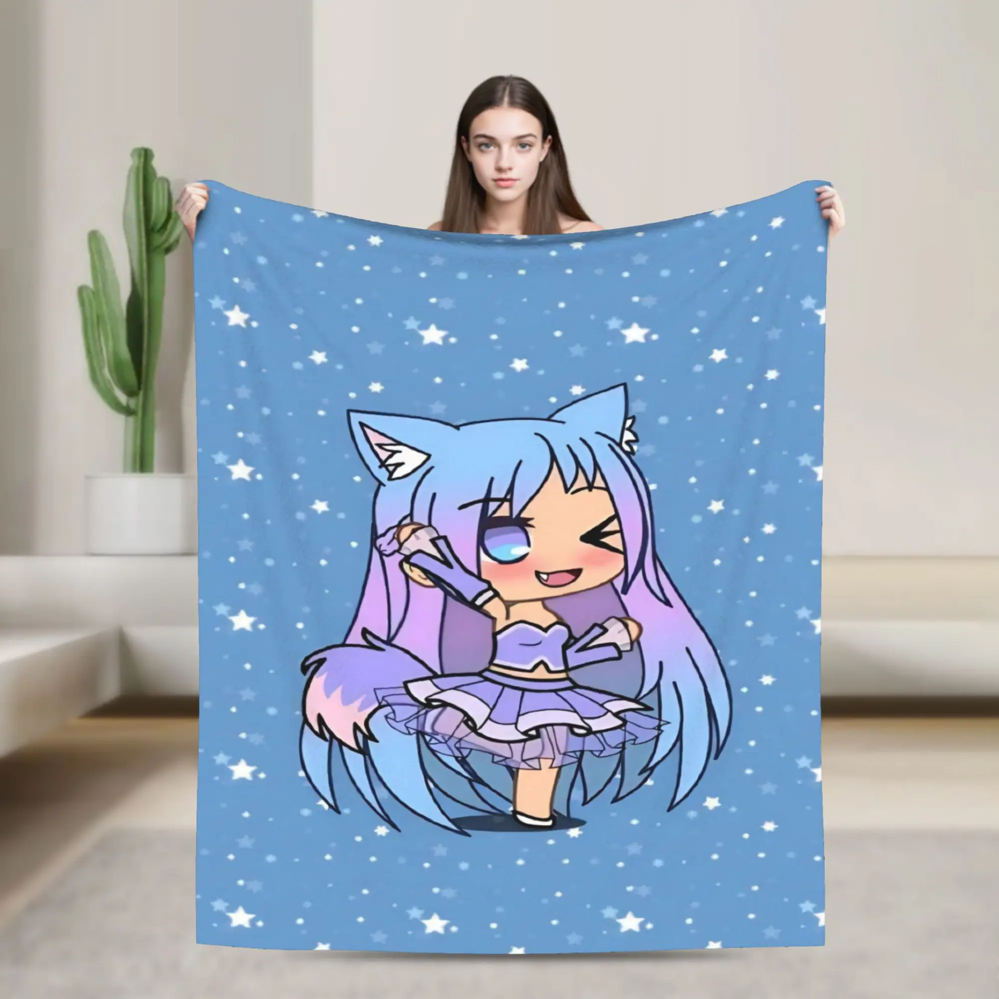 Comfort Gacha Life Cartoon Blanket Stuff Sofa Decorative  Throw Blankets Super Warm Fleece for Travel