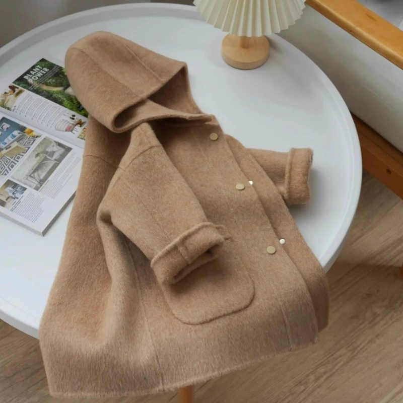 Girls Woolen Coat Overcoat Jacket Windbreak 2023 Beauty Warm Thicken Winter Cotton Party Plus Size Children\'s Clothing