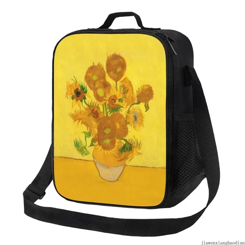 

Custom Vincent Sunflowers Lunch Bag Women Thermal Cooler Insulated Boxes for Children School