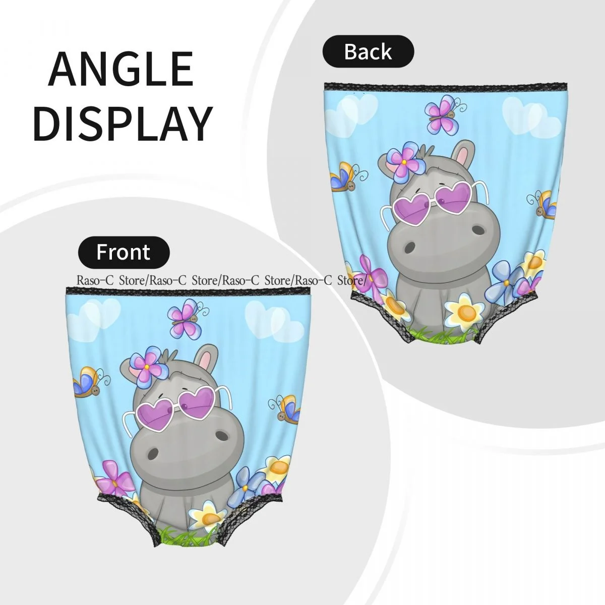 Funny Granny Underwear Cute Hippo With Flowers And Butterflies Gag Gift Granny Panties