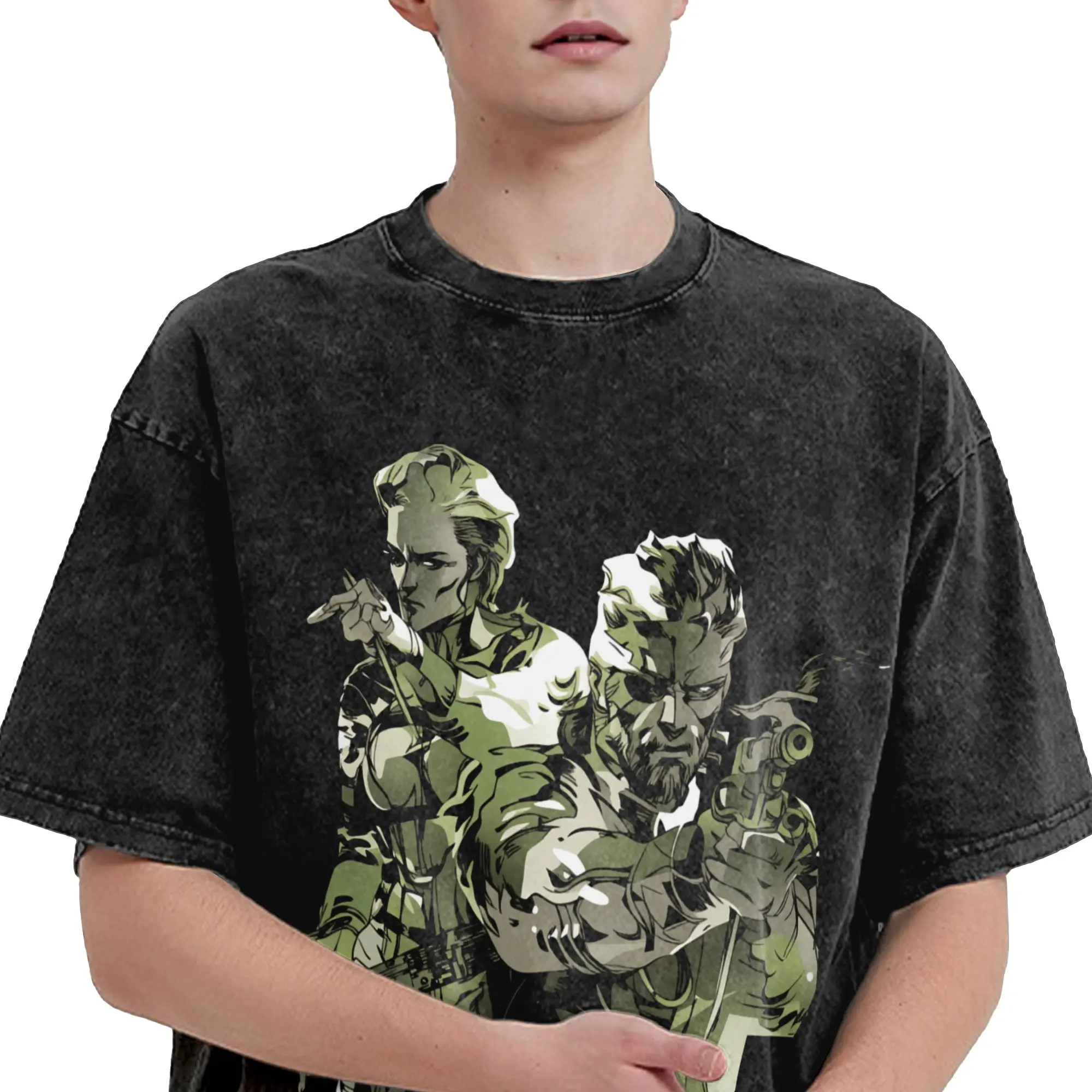 MGS3 ثعبان الألعاب تي شيرت الهيب هوب غسلها قصيرة الأكمام المعتاد تي شيرت ميتال جير الصلبة 3 الشارع الشهير الجرافيك المطبوعة بلايز تيز #3