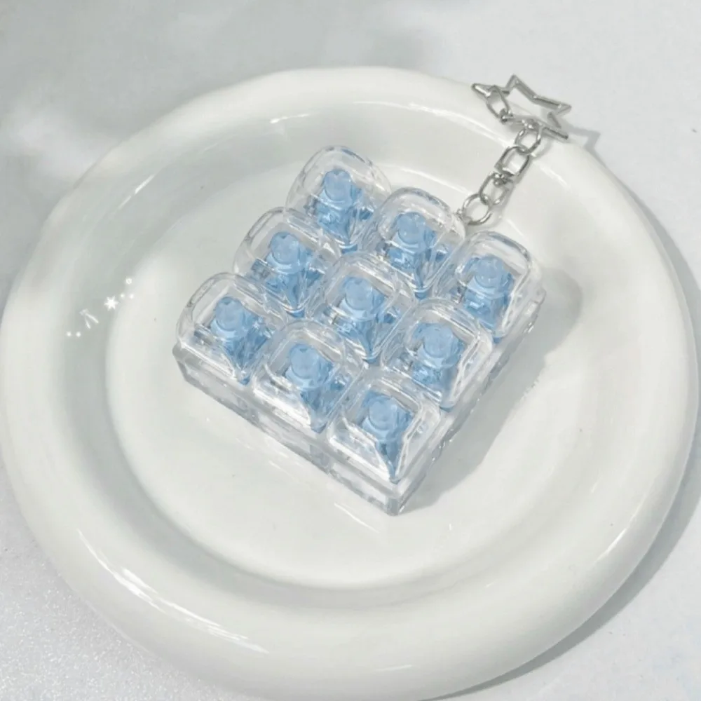 Crystal Keycap Keyboard Keychain Pastel Color Bear Shape Crystal Keycap Keychain Fingertip Clicker Fidget Clicker Keyring Adults