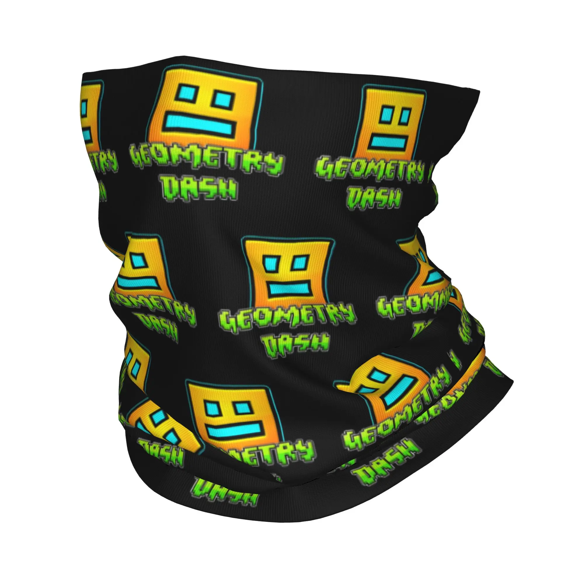 Custom Cartoon Geometry Dash Video Game  Winter Headband Neck Warmer Women Men Ski Cycling Tube Scarf  Face Bandana Gaiter