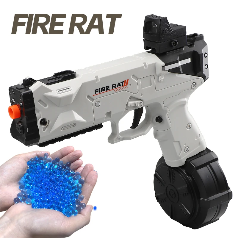 

Electric Water Bomb Toy Water Gun With Bullet Drum Pistol Gel Ball Launcher With Red Sight For Outdoor Pool Play Holiday Gifts