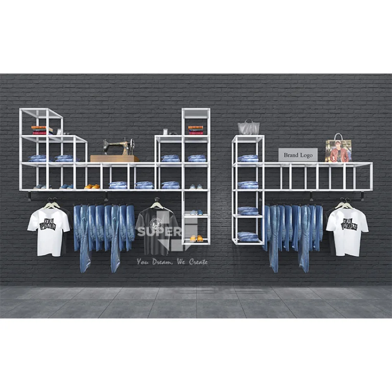 (Customized) hanging jeans pants display racks jeans shop wall jeans display rack