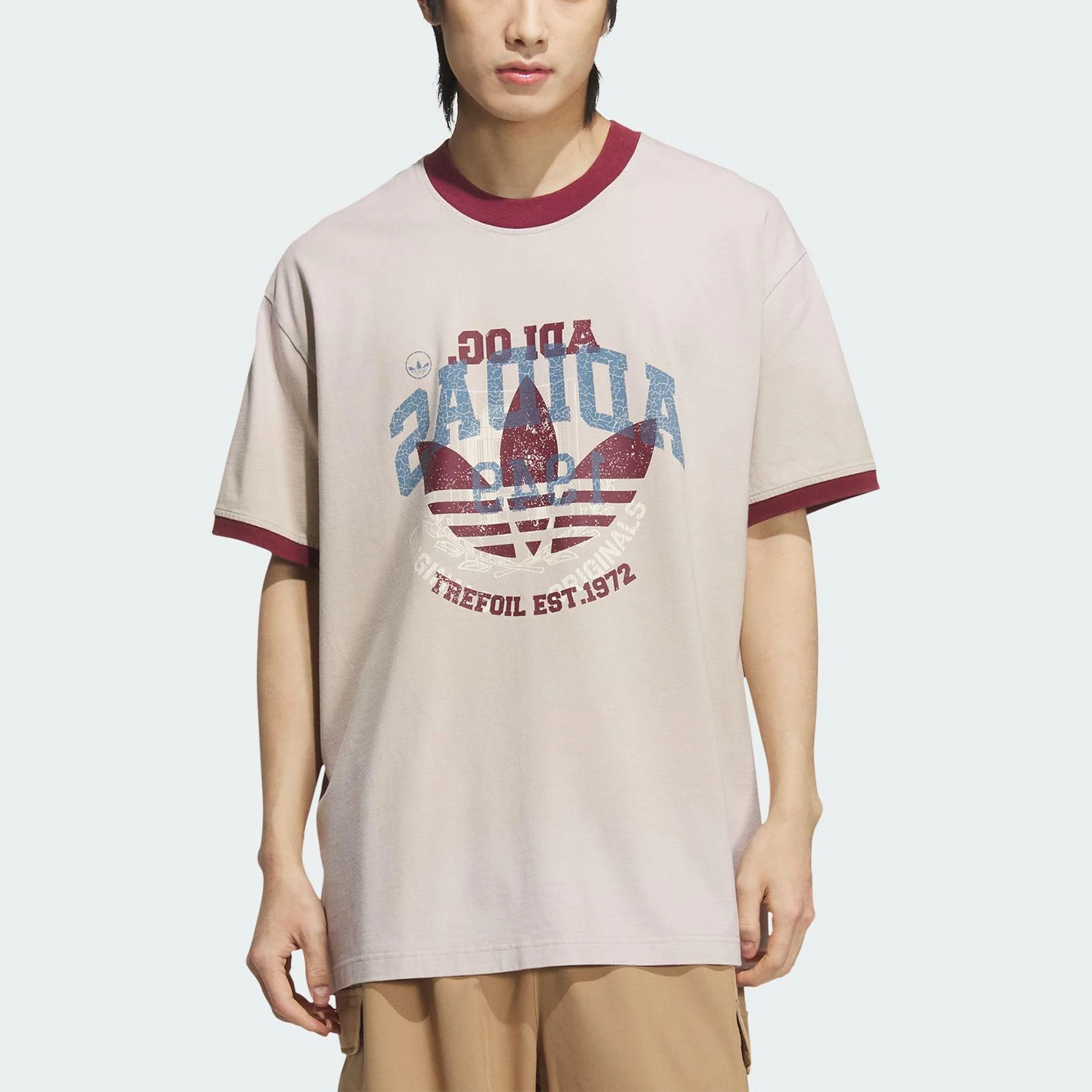 

Adidas genuine Three Stripes Unisex Loose Retro Print Top KC0288