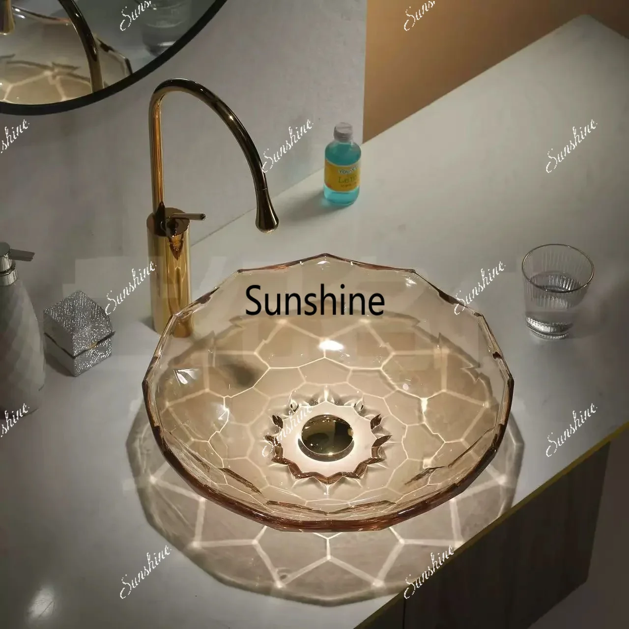 Simple light luxury crystal glass art stage basinT*
