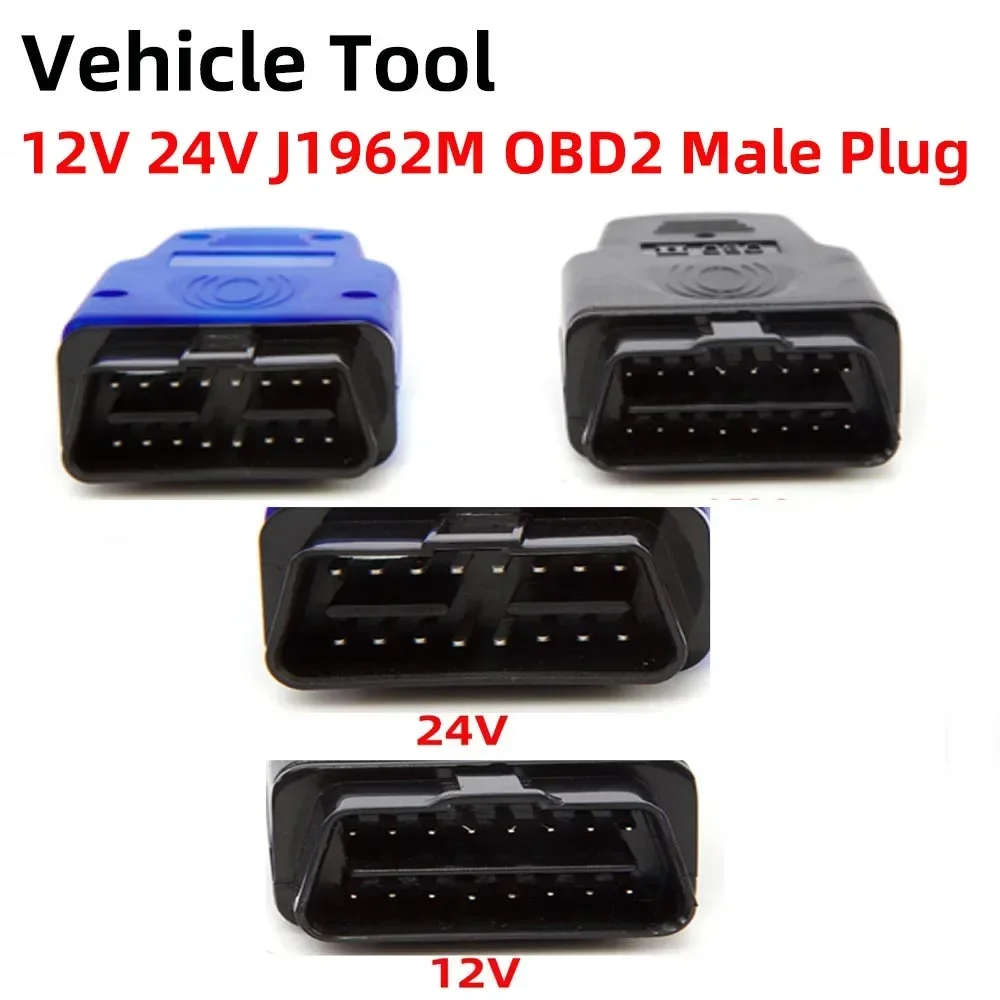 In Stock Black Blue Newst OBD Male Plug OBD2 16Pin Connector 12V 24V OBDII Adaptor OBDII Connector J1962 OBD2 Connector