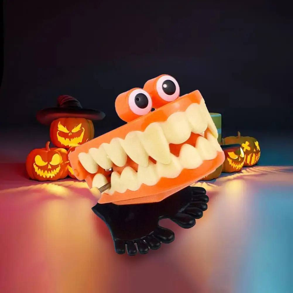 Clockwork Toy Creative Shape Big Eyes Jumping Denture Educational Mechanical Spring Wind Up Toy Halloween Prank Decoration Gift