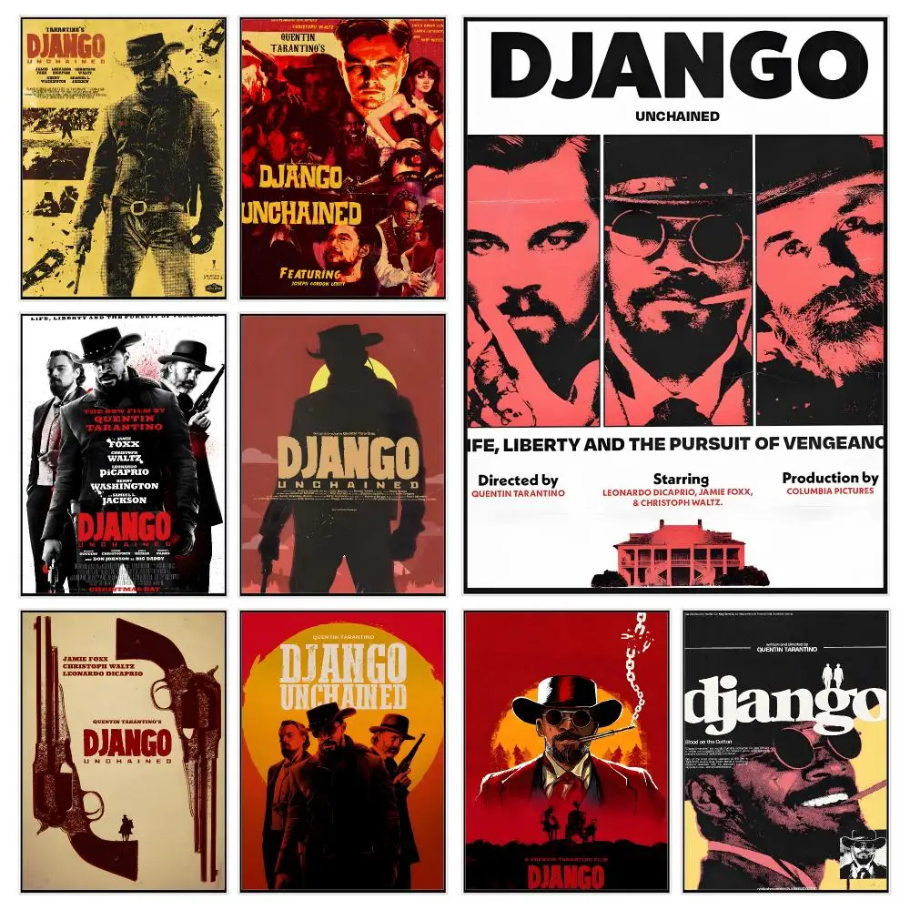 Western Movie D-django Unchained Poster Trendy Aesthetic Wall Decor for Dorm & Bedroom