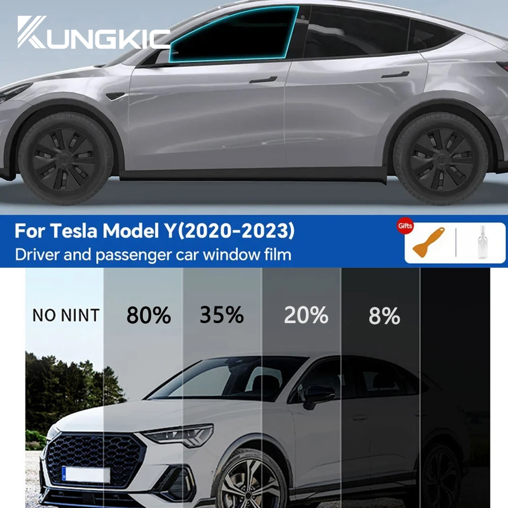 Film de Teinte de Confidentialité pour Vitres Latérales de Voiture, Prédécoupé, Modèle Y 2020-2023, Autocollant existent, Feuilles de Protection Solaire UV, Noir