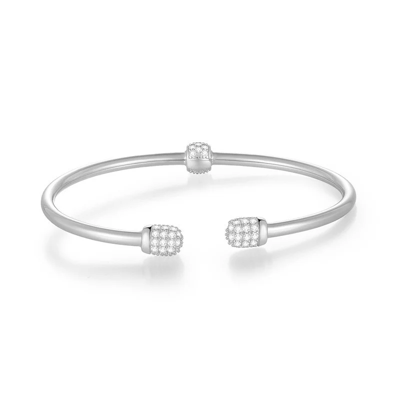 

ZFSILVER Silver 925 Fashion Luxury Trendy Moissanite Microphone Road Bracelet For Charms Women Wedding Party Jewelry Gift B20062