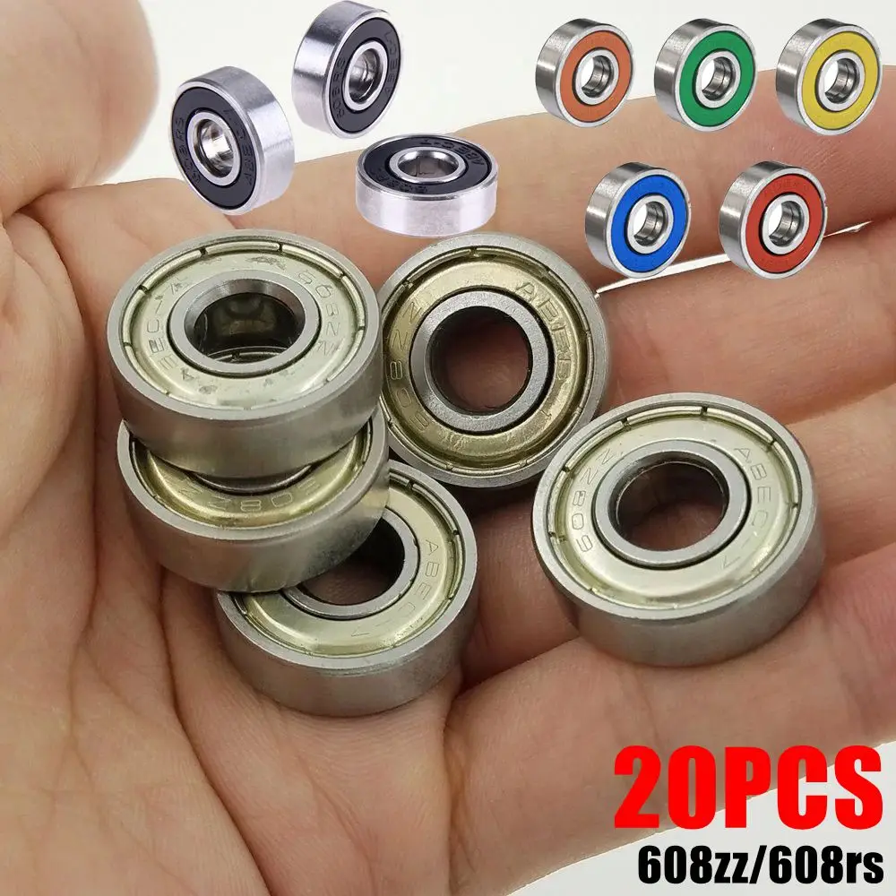 20/10pcs Ball Bearings 608zz/608rs ABEC-9 Miniature Bearings Deep Groove Inline Roller Skate Bearing Carbon Steel for Skateboard