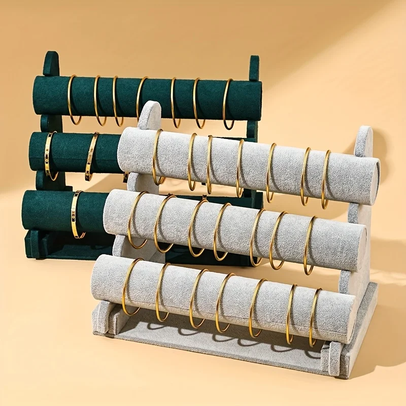 

3 Tier Wood Jewelry Display Rack Tabletop Bracelet Bead Organizer Desktop Stand For Jewelry Stores Craft Fairs And Home Use