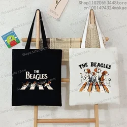 Bolso de lona de dibujos animados de Los Beagles, bolso de compras de perro Animal a la moda para mujer, bolso informal para adolescentes, bolso de mano para perro, bolso Beagles para hombre