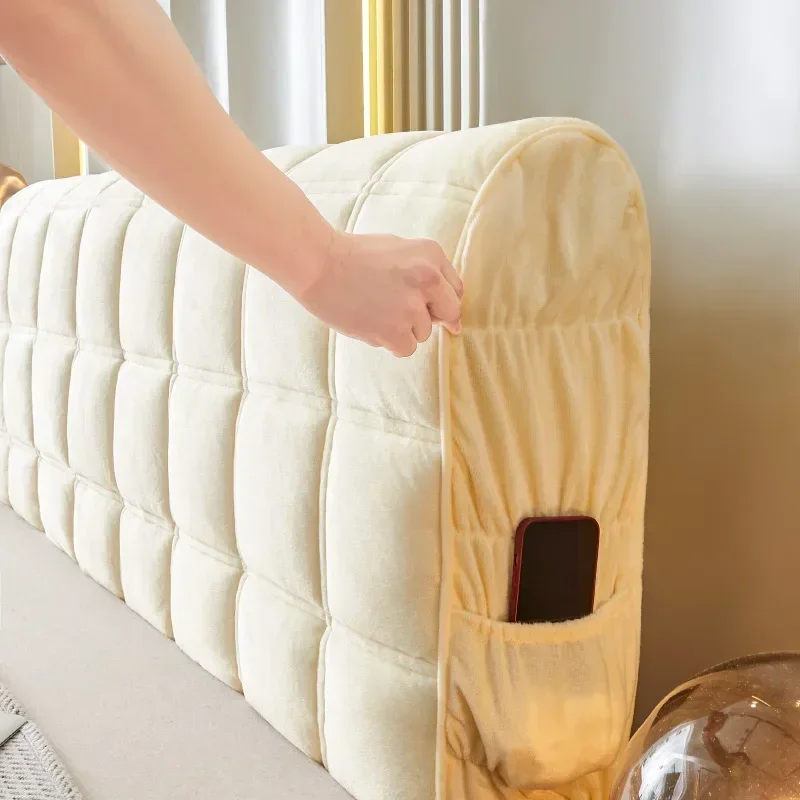 Luxury All-inclusive Velvet Bed Back Protector Cover Thicken Quilted Headboard Cover Super Soft Plush Quilting Bed Head Cover