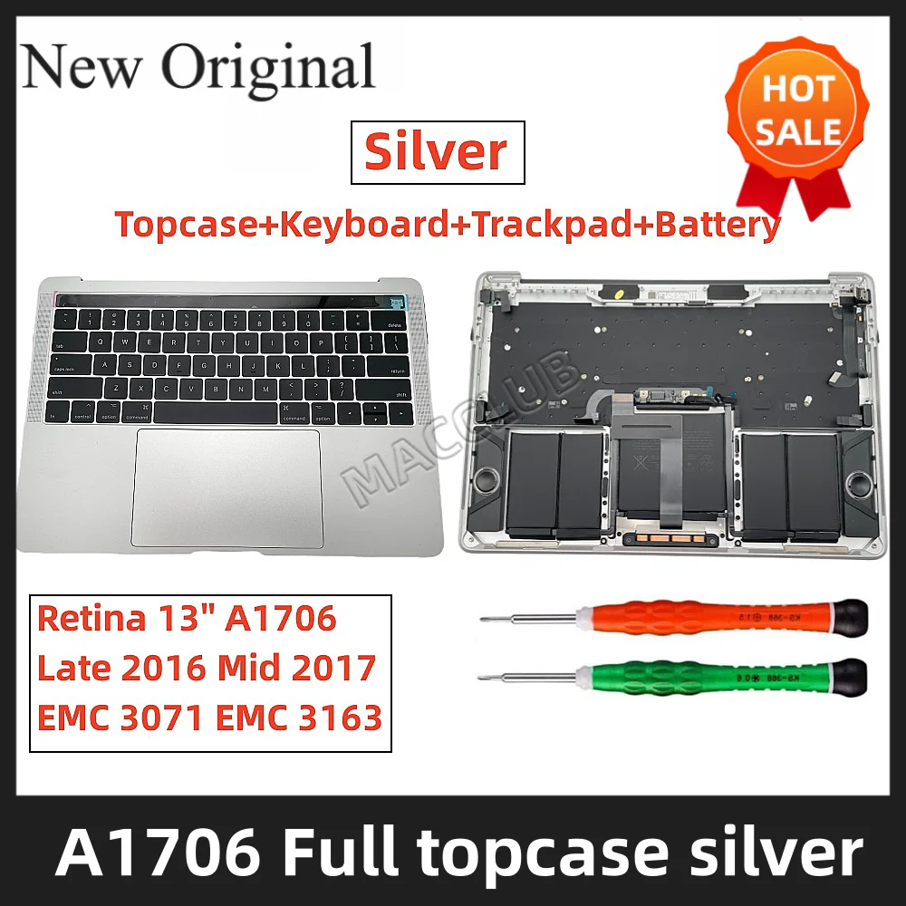 

Brand new 661-05334 A1706 silver KEYBOARD FOR MacBook Pro A1706 13" touch bar 2016 2017 emc 3071 3163 keyboard topcase battery