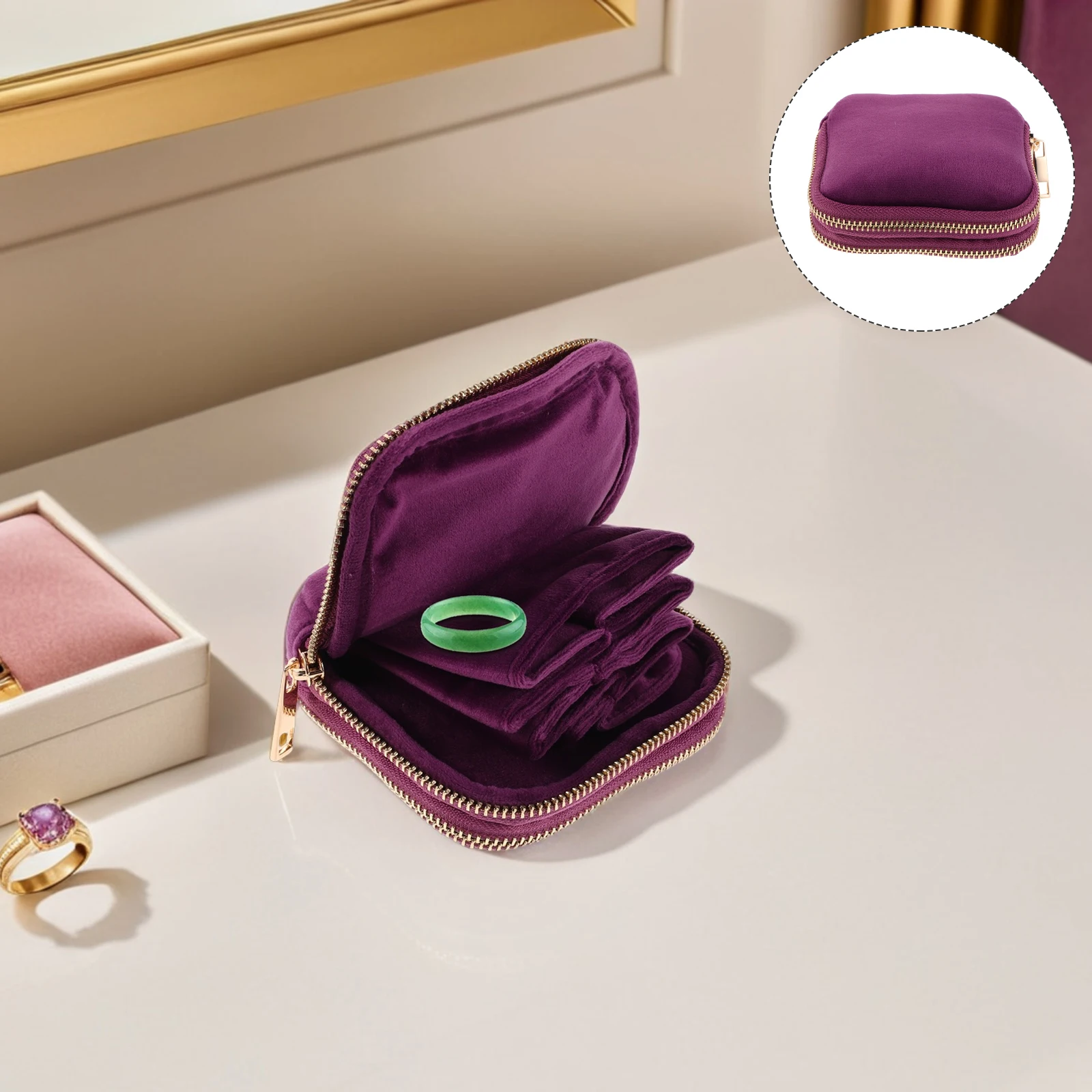Portable Zipper Jewelry Travel Bag Compact Organizer for Necklace Ring Bracelet Storage Case Multiple Compartments Travel Daily