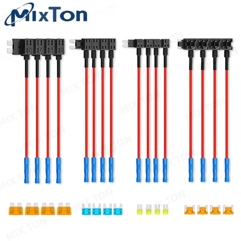 8/12/16/24/36 piece set of car fuse holder with standard mini Micro2 fuse, suitable for additional circuits in vehicles and ship