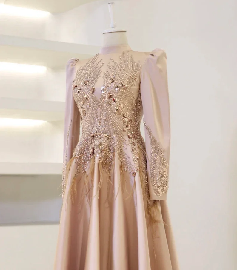 

Custom Luxury Hijab Evening Dress Islamic Dress Elegant And Dignified Evening Dress Friendly Dubai Style Long Sleeve Nika Dress