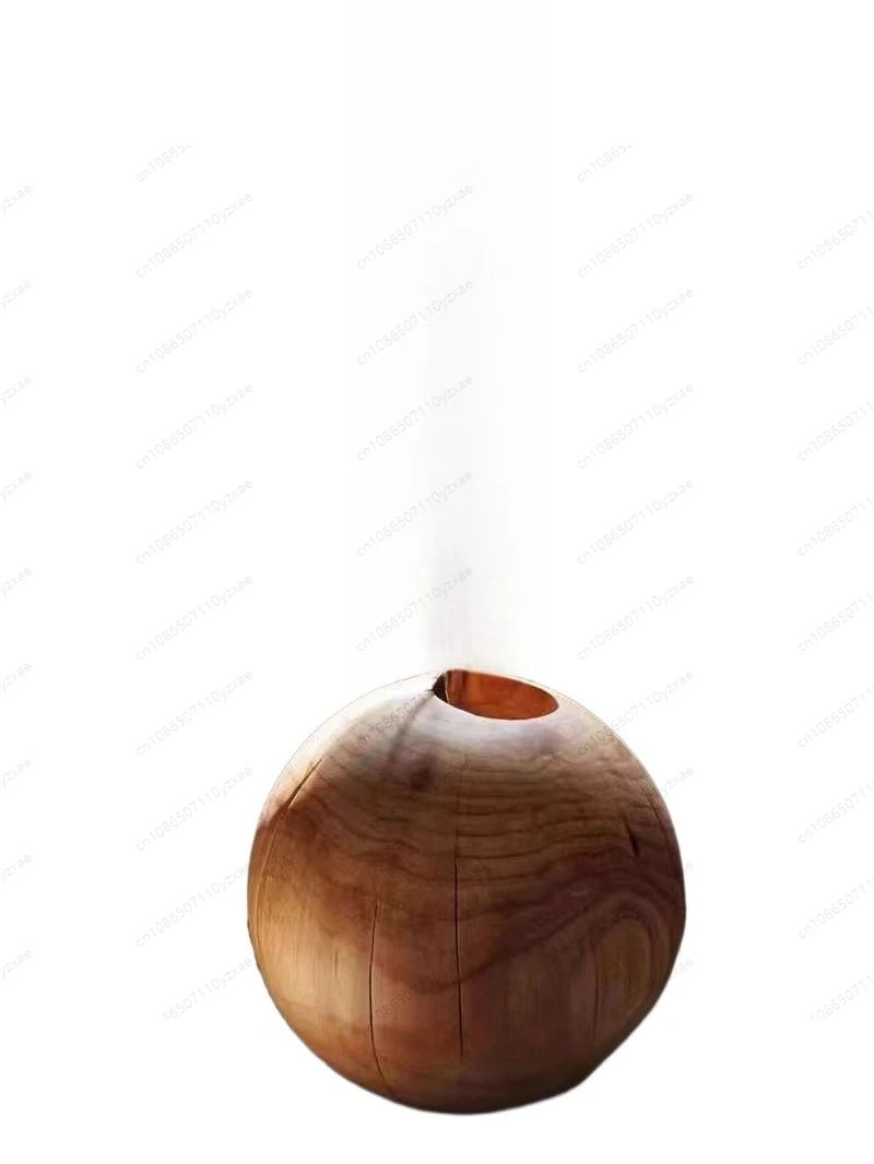 solid wood vase flower device wabi sandy wind carbonization creative round spherical floor ornament