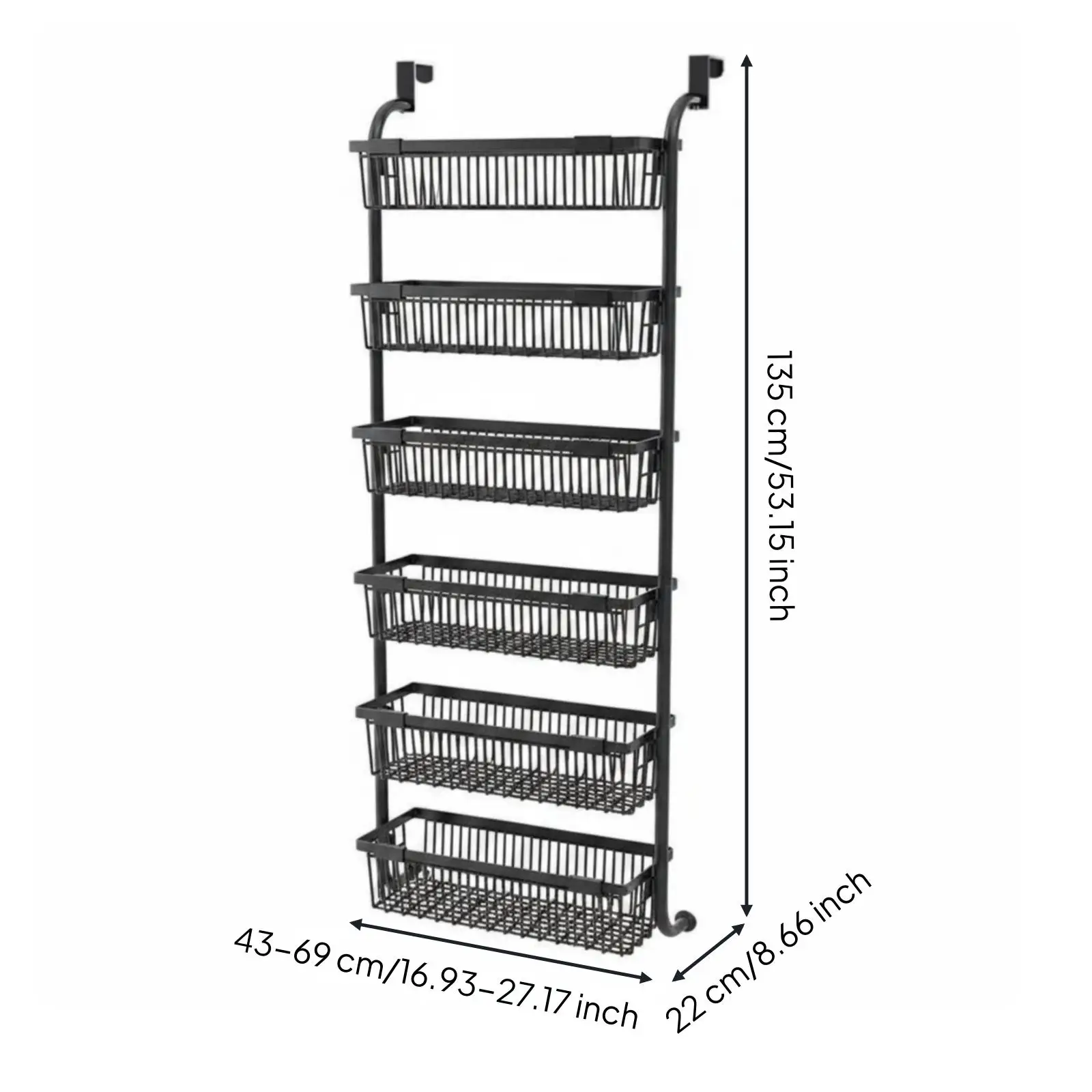Étagère suspendue au-dessus de la porte en acier au carbone, support de rangement multi-niveaux pour salle de bain, chambre à coucher, buanderie, organisateur sans perçage