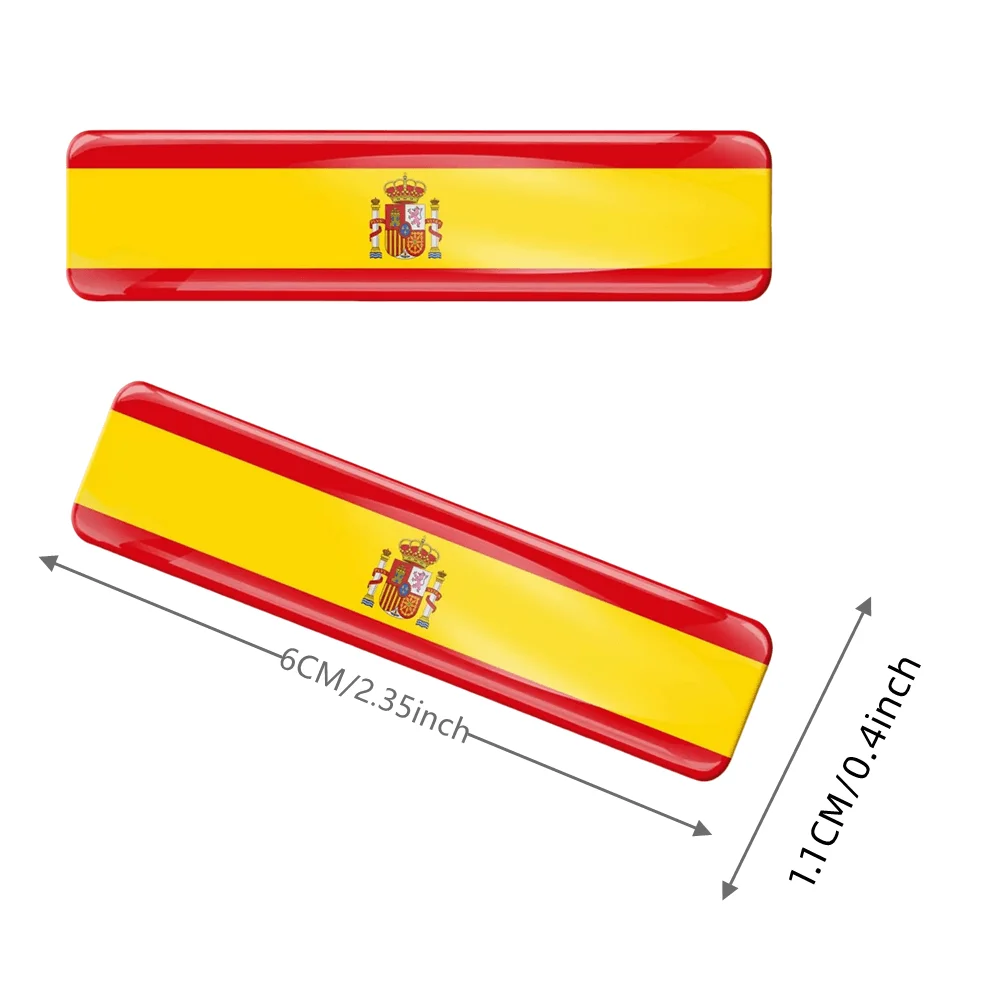 2 X 3D Domed Silicone Stickers Decals Spain National Spain Flag Car Motorcycle Helmet