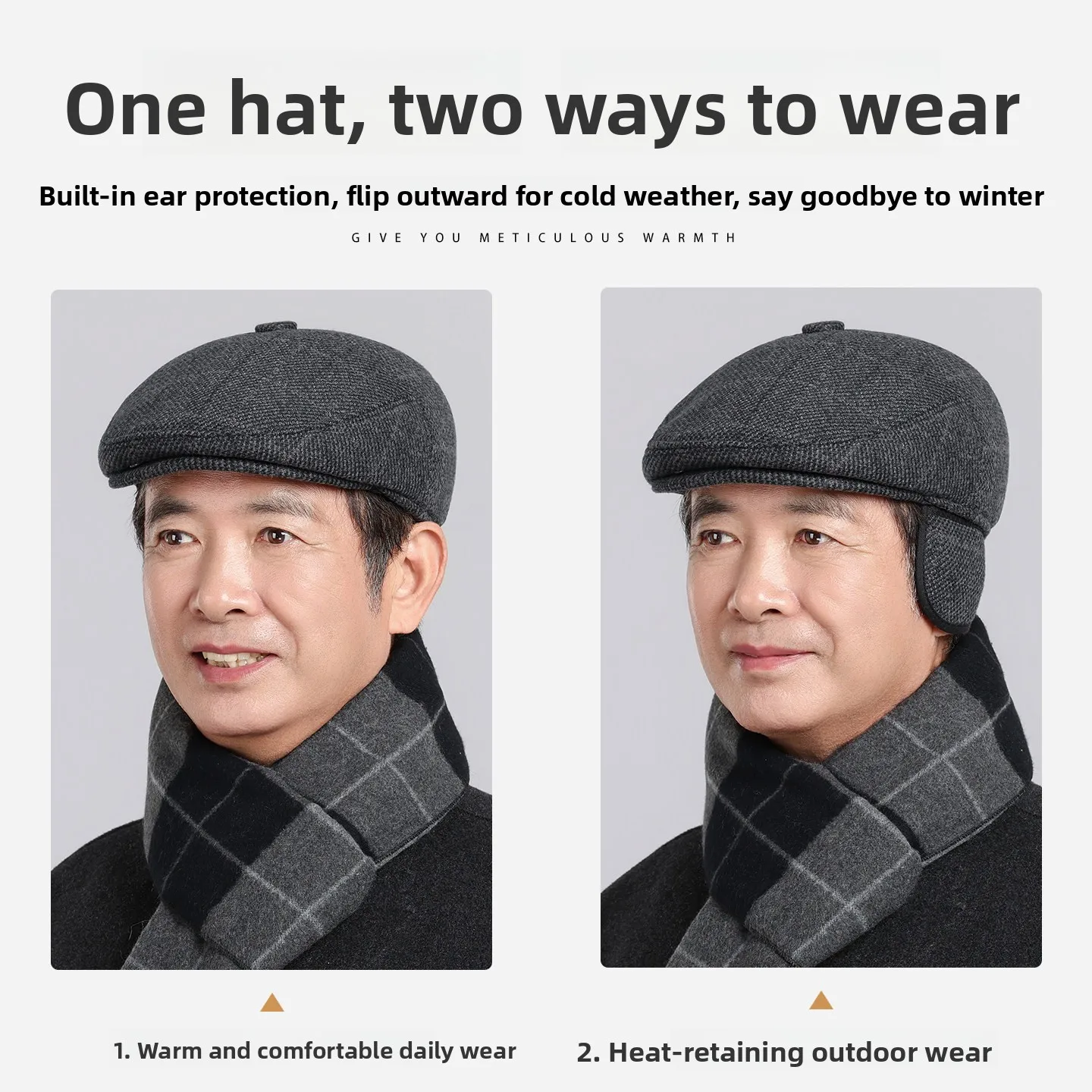 Warmth And Style Men's Winter Cap for Elderly Forward Design Ear Protection Duckbill Cotton Hat Casual Unisex Polyester Fiber
