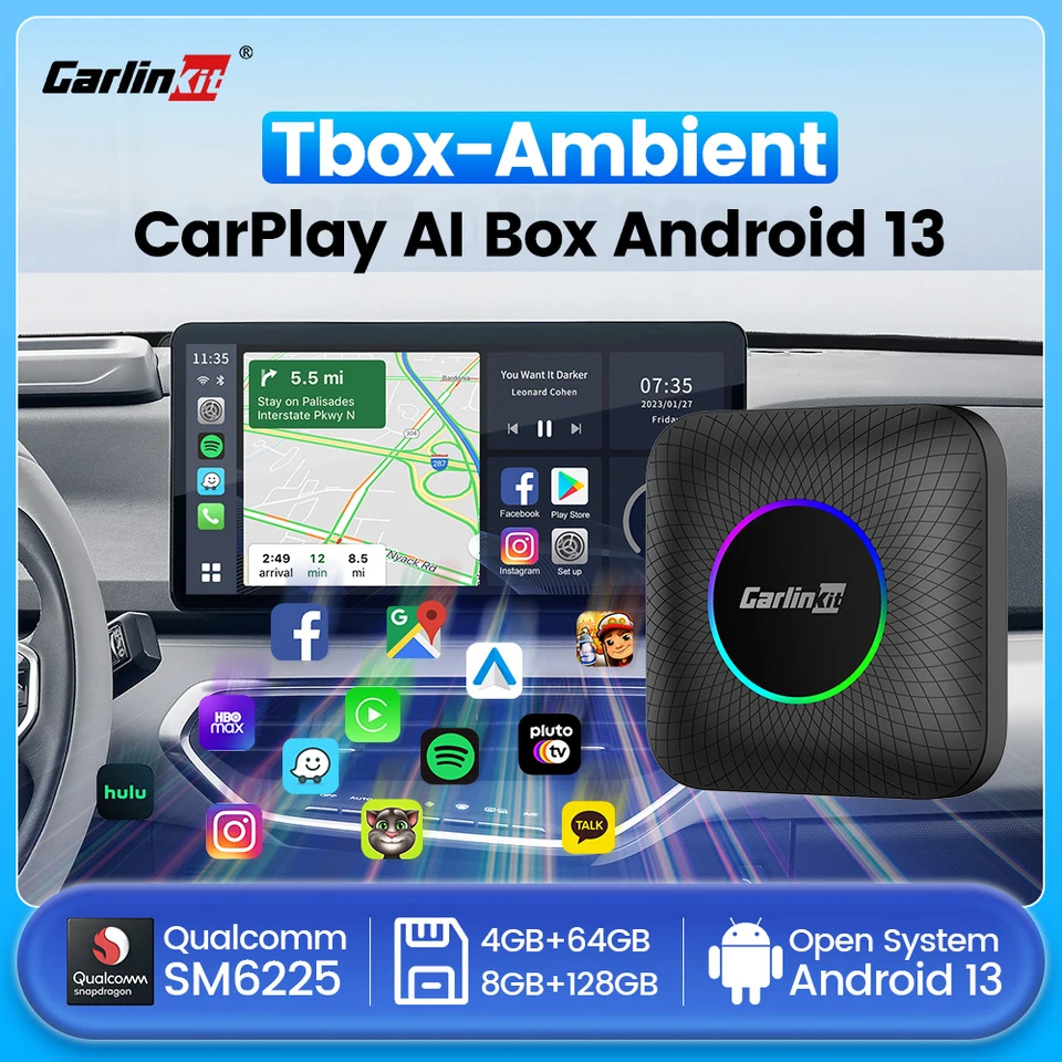 カーナビ CarlinKit Tbox Ambient Android13 8+128GB Carlinkit Tbox Max Android 13.0 Wireless CarPlay Multimedia Video