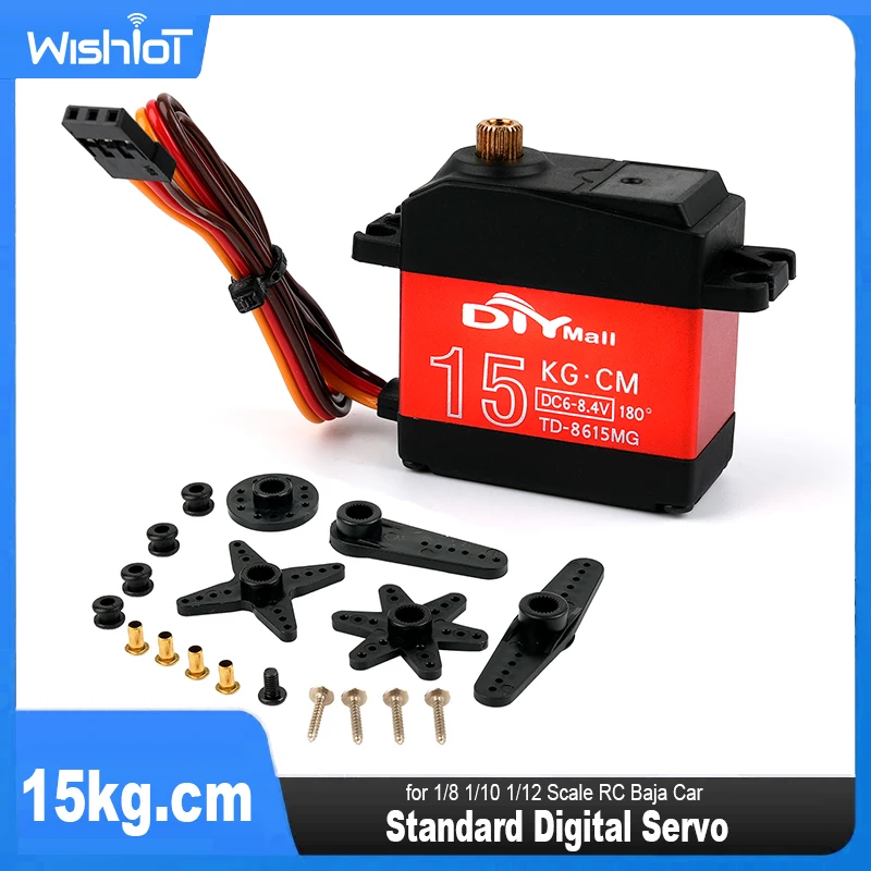 15kg.cm Digital Servo 6-8.4V Metal Gear High Speed&Torque 180/270/360° Standard Servos Motor for 1/8 1/10 1/12 Scale RC Baja Car