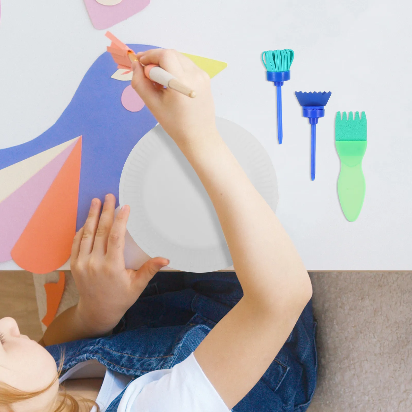 12Pcs Children Sponge Painting Roller Kit Soft Ergonomic Design Washable Early Learning Art Tools for Toddlers DIY Craft